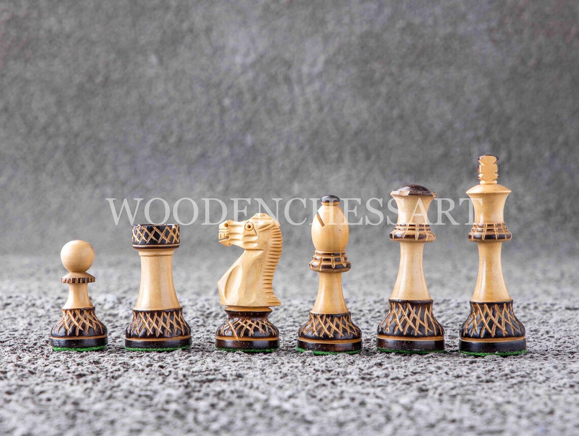 3.75” Burnt Blazed Series Chess pieces Only in Burnt Boxwood