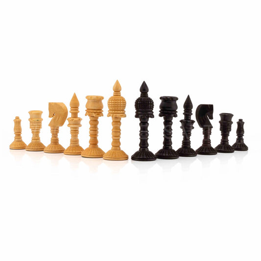 4” Wooden Handcarved Chess Pieces only in Ebonized Boxwood and Boxwood