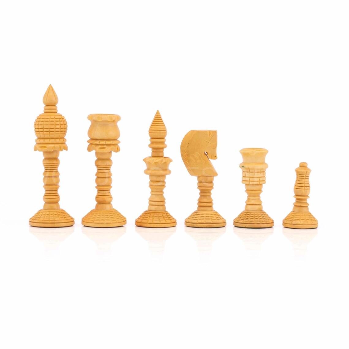 4” Wooden Handcarved Chess Pieces only in Ebonized Boxwood and Boxwood