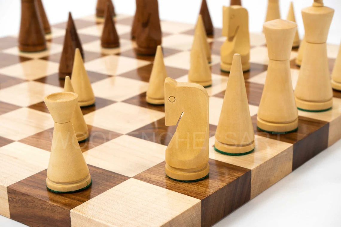 3.5” Russian Poni Chess Pieces & 16" Chessboard Chess Set in Golden Rosewood - Weighted