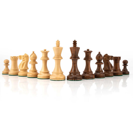 4” Staunton Chess Pieces Only in Boxwood & Acacia Wood - Double Weighted