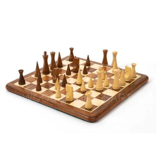 3.5” Russian Poni Chess Pieces & 16" Chessboard Chess Set in Golden Rosewood - Weighted