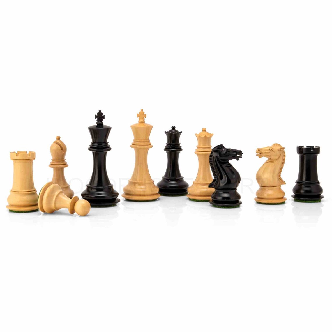 3.75" Modern Staunton Series Chess Pieces Only in Ebony & Boxwood - Double weighted