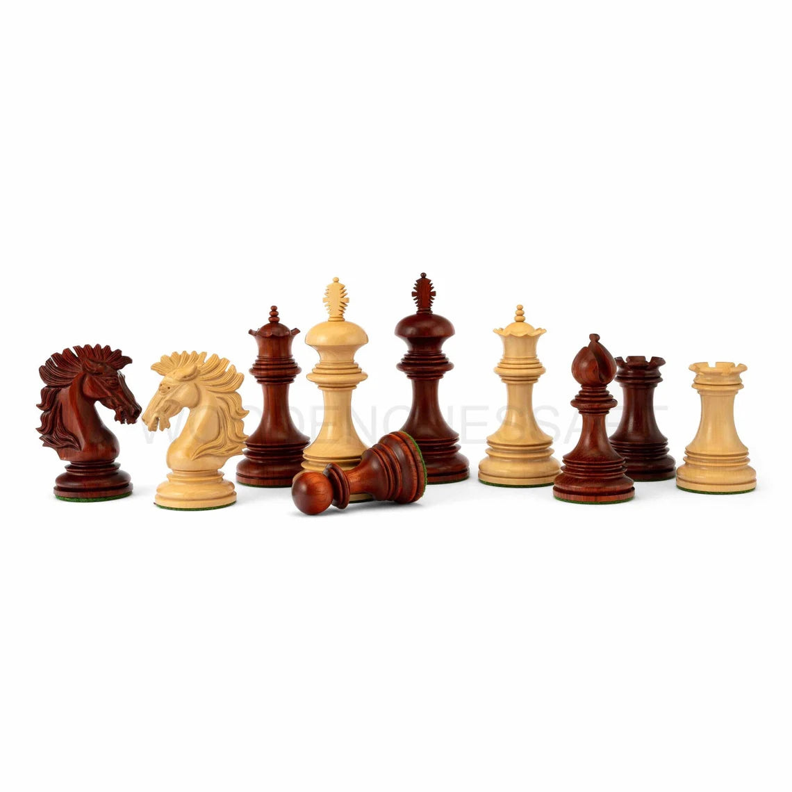 4.5” Premium Wellington Staunton Series Chess Pieces only in Bud Rosewood - Triple Weighted