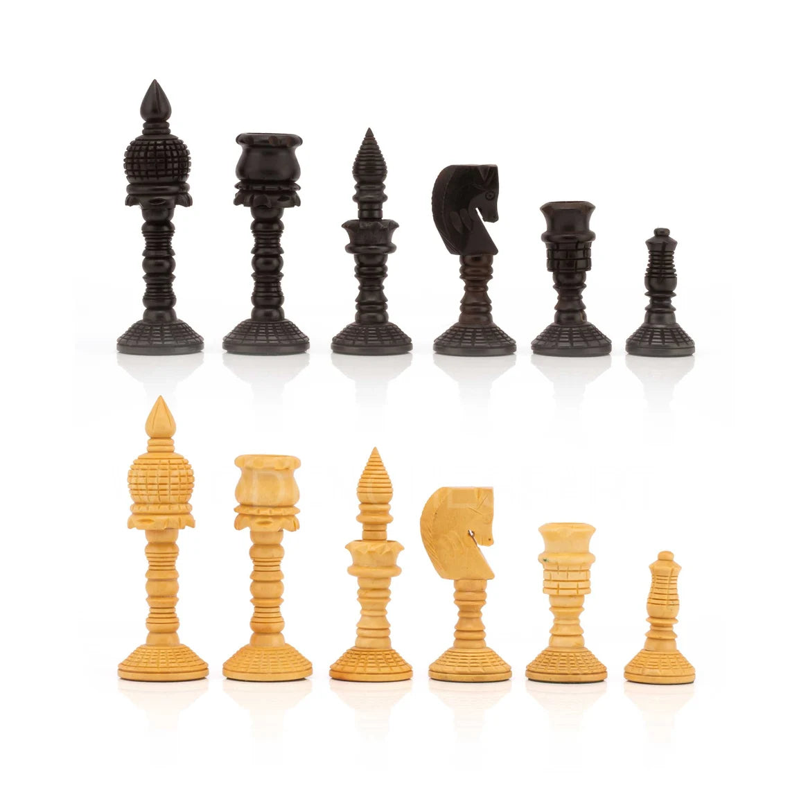 4” Wooden Hand carved Chess Pieces only - Weighted