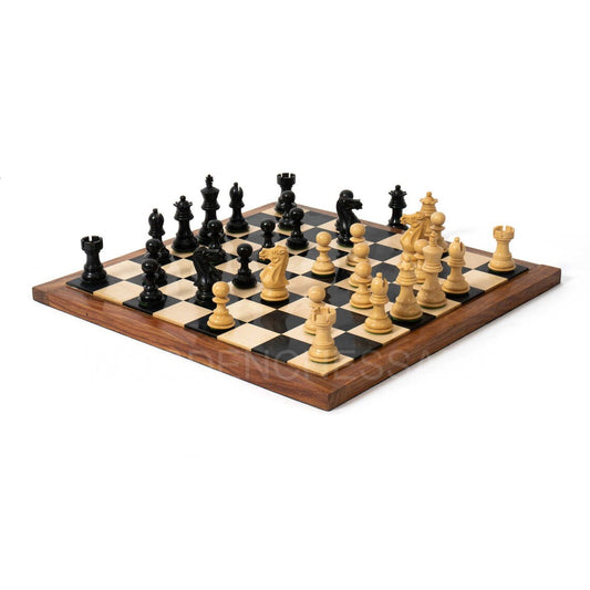 New 3.1" Premium Staunton Series & Chessboard Chess Set in Ebony - 2.1 lbs