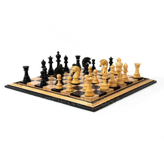 New 4.6” Dragon Series Staunton & 21" Chessboard Chess Set in Ebony - 5.3 lbs