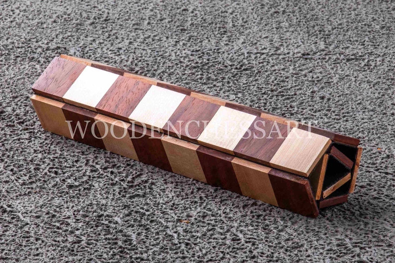 Roll-Up Portable Chessboard in Maple & Golden Rosewood