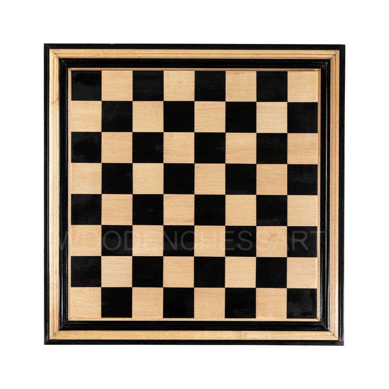 21” Luxury Hand Carved Chessboard Only in Ebony & Maple Wood