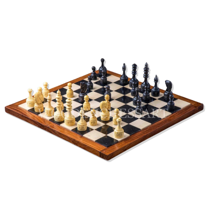 3.75” Hand-Carved Chess Pieces & 17” Chessboard Chess Set in Boxwood