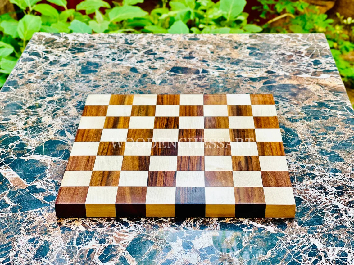 4" Herman Ohme Reproduced 1950s Minimalist Chess Pieces & 16" Chessboard Chess Set – Golden Rosewood & Maple