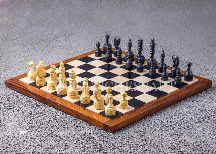 3.75” Hand-Carved Chess Pieces & 17” Chessboard Chess Set in Boxwood