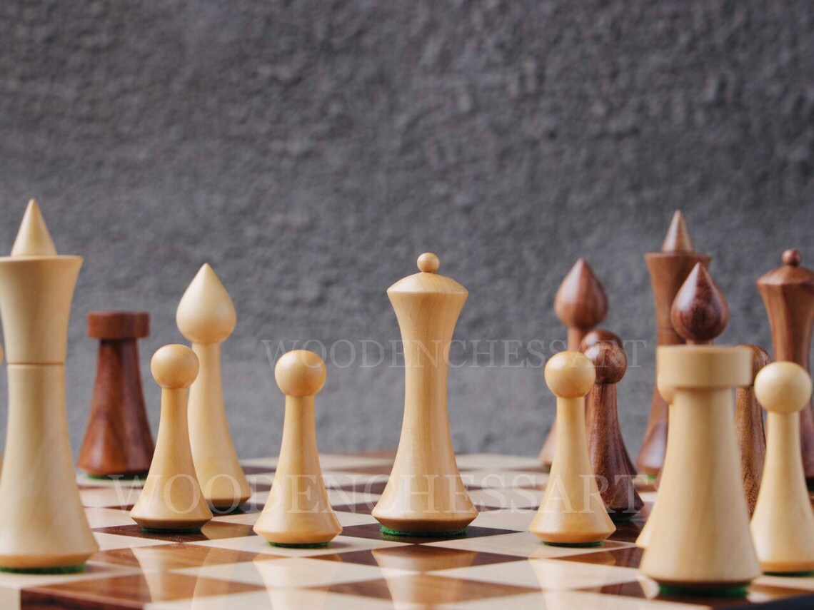 4" Reproduced Minimalist Hermann Ohme design Chess Pieces only - Weighted