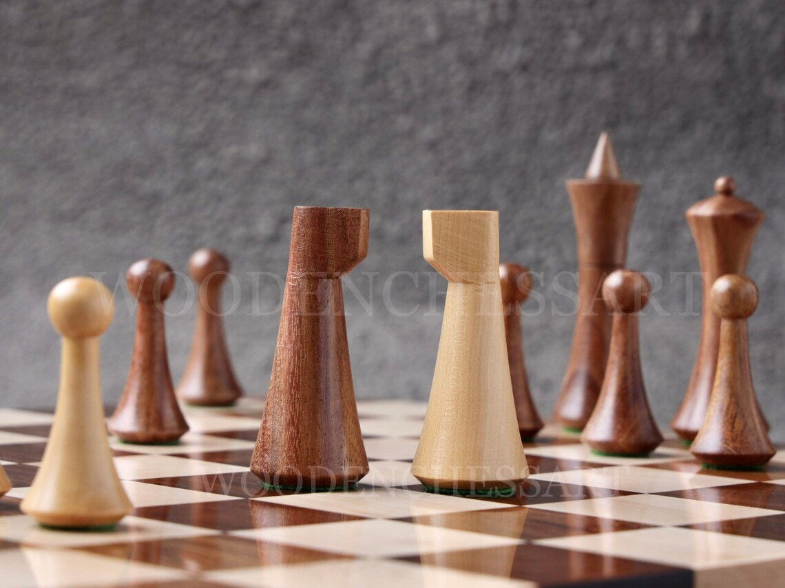 4" Reproduced Minimalist Hermann Ohme design Chess Pieces only - Weighted