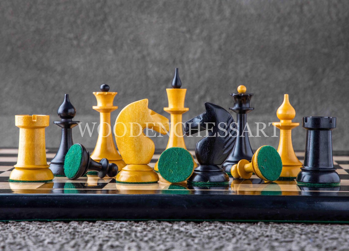 4" 1950's Soviet Latvian Reproduced Chess Pieces only - Double Weighted