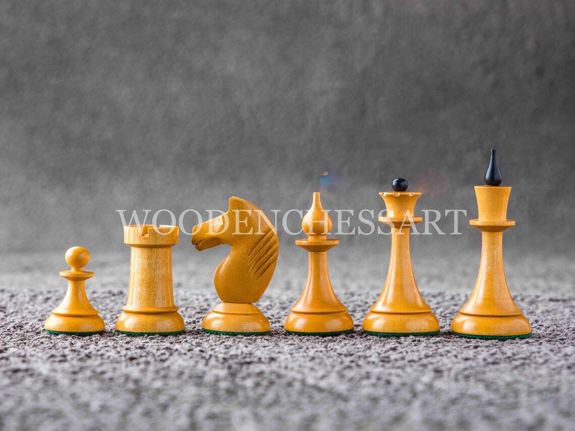 4" 1950's Soviet Latvian Reproduced Chess Pieces only - Double Weighted
