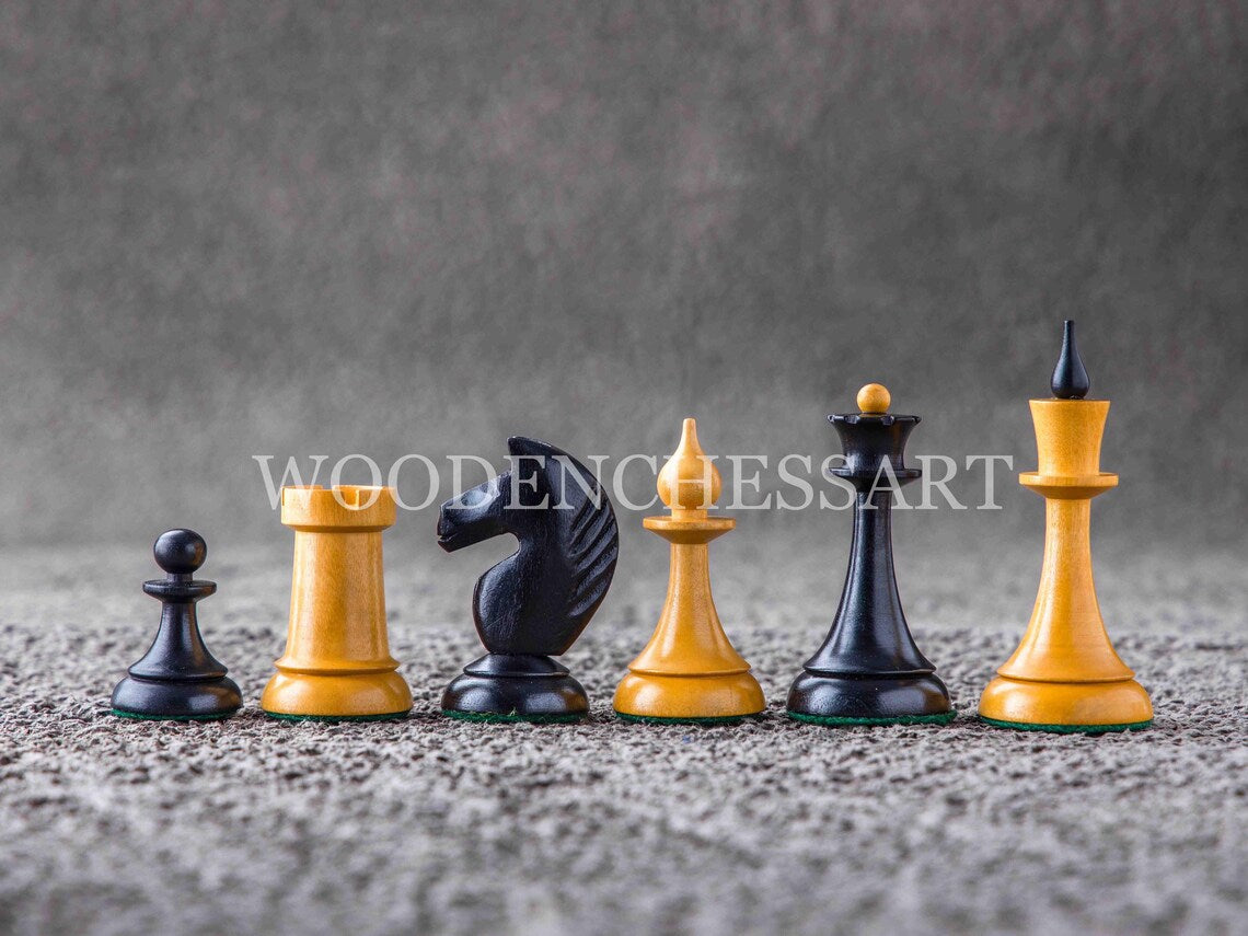 4" 1950's Soviet Latvian Reproduced Chess Pieces only - Double Weighted