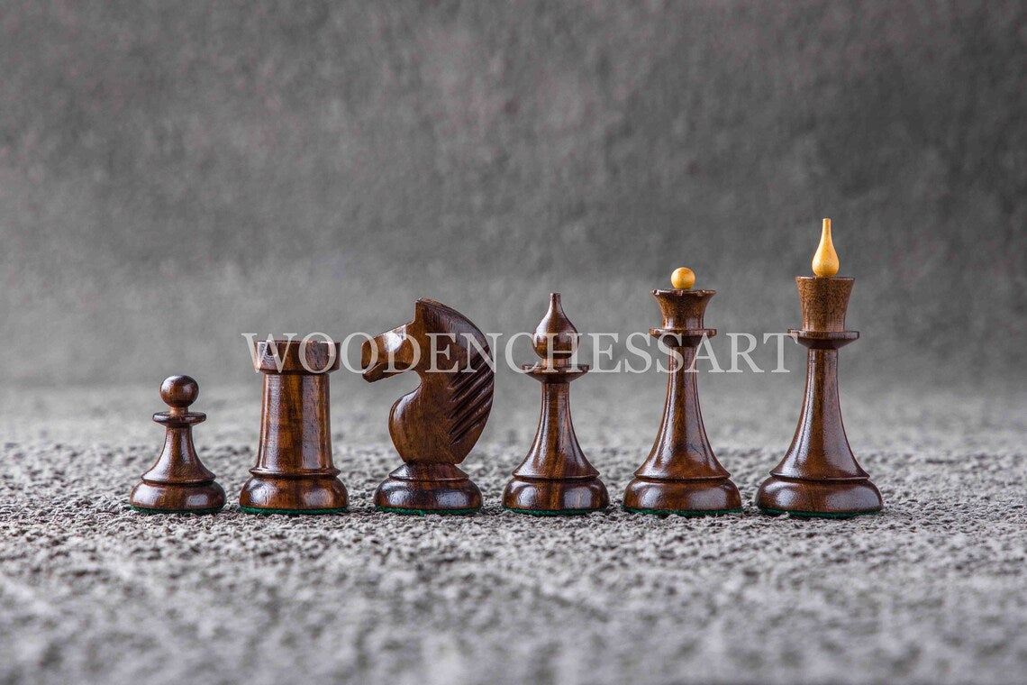 4" 1950's Soviet Latvian Reproduced Chess Pieces only - Double Weighted