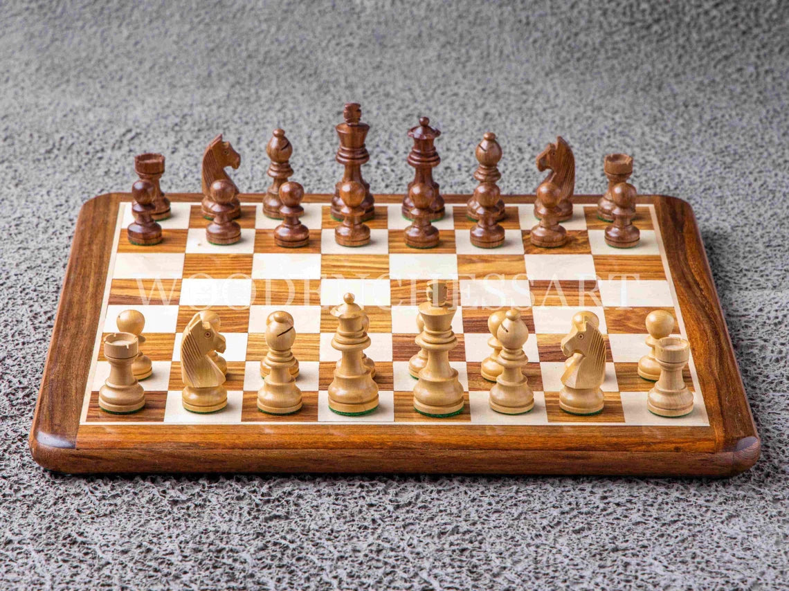 3" Staunton Tournament Chess Pieces only in Golden Rosewood & Boxwood - Weighted