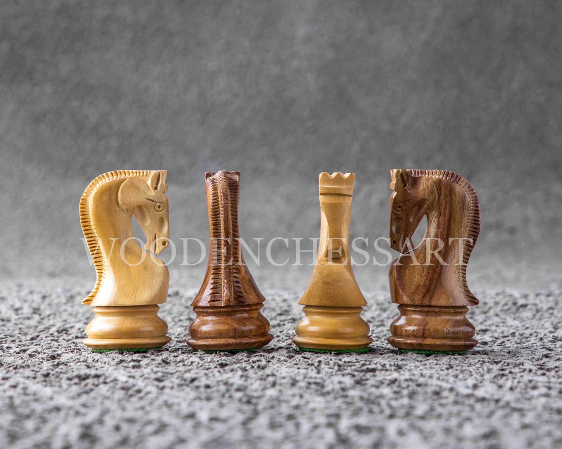 Zagreb 1959 Chess Pieces Only in Golden Rosewood & Boxwood - Double Weighted