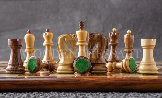 Zagreb 1959 Chess Pieces Only in Golden Rosewood & Boxwood - Double Weighted