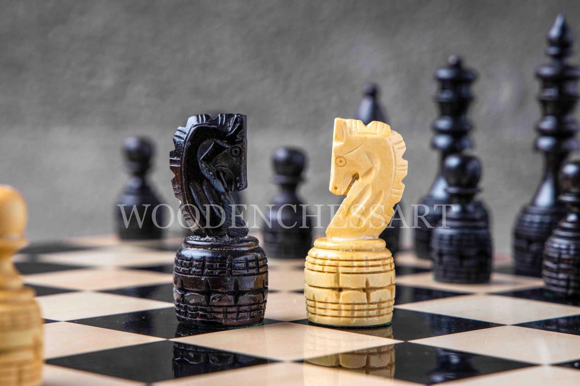 3.75” Hand-Carved Chess Pieces & 17” Chessboard Chess Set in Boxwood