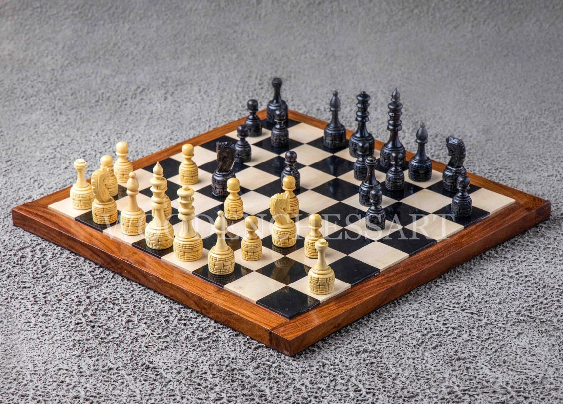3.75” Hand-Carved Chess Pieces & 17” Chessboard Chess Set in Boxwood