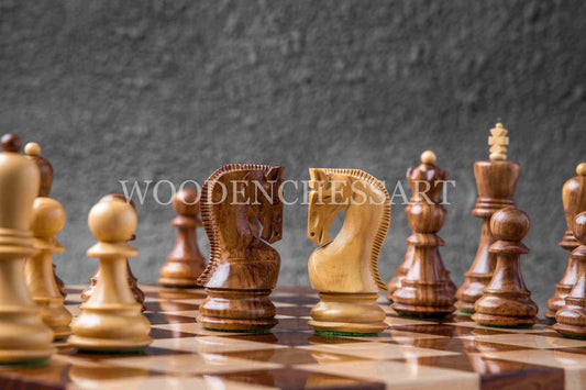 Zagreb 1959 Chess Pieces Only in Golden Rosewood & Boxwood - Double Weighted