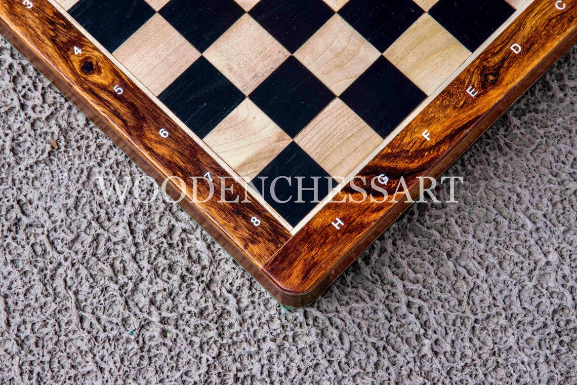 12” Luxury Drawer Chess Set in Ebony and Golden Rosewood with Leather Bag