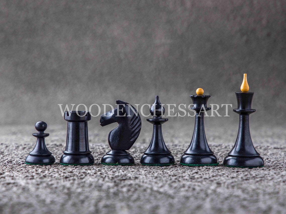 4" 1950's Soviet Latvian Reproduced Chess Pieces only - Double Weighted