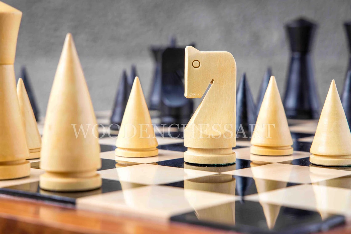 3.5” Russian Minimalist Design Chess Pieces & 16" Chessboard Chess Set in Ebony and Golden Rosewood - Weighted