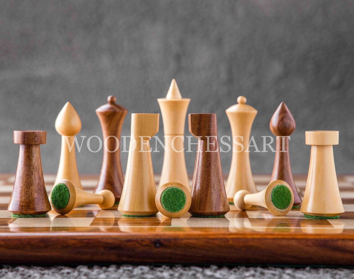 4" Reproduced Minimalist Hermann Ohme design Chess Pieces only - Weighted