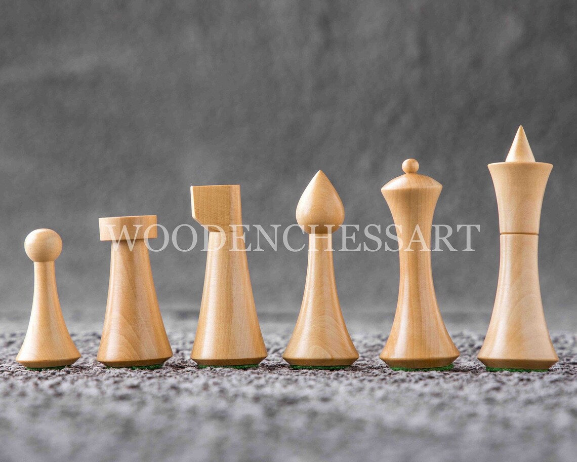 4" Reproduced Minimalist Hermann Ohme design Chess Pieces only - Weighted