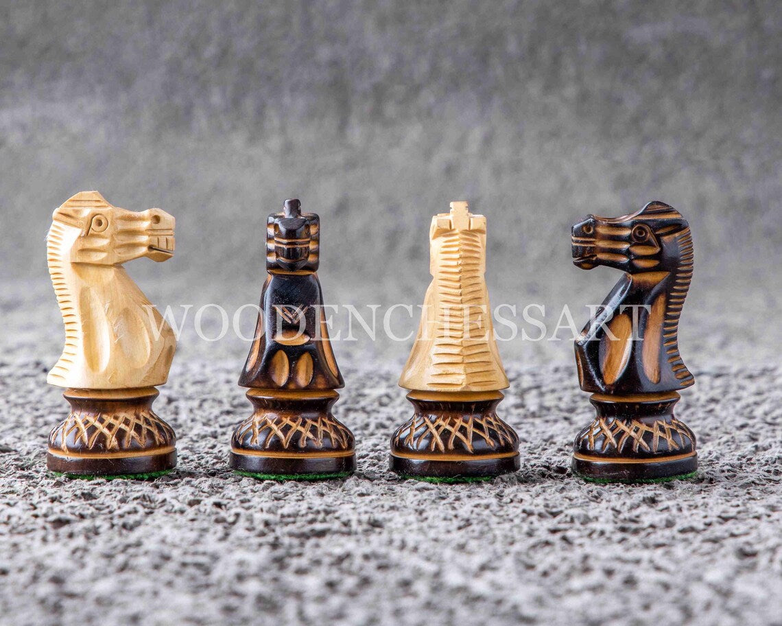 3.75” Burnt Blazed Series Chess pieces Only in Burnt Boxwood