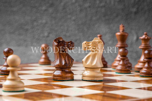 3.75” Smokey Staunton Series Chess Pieces Only in Golden Rosewood - Double Weighted