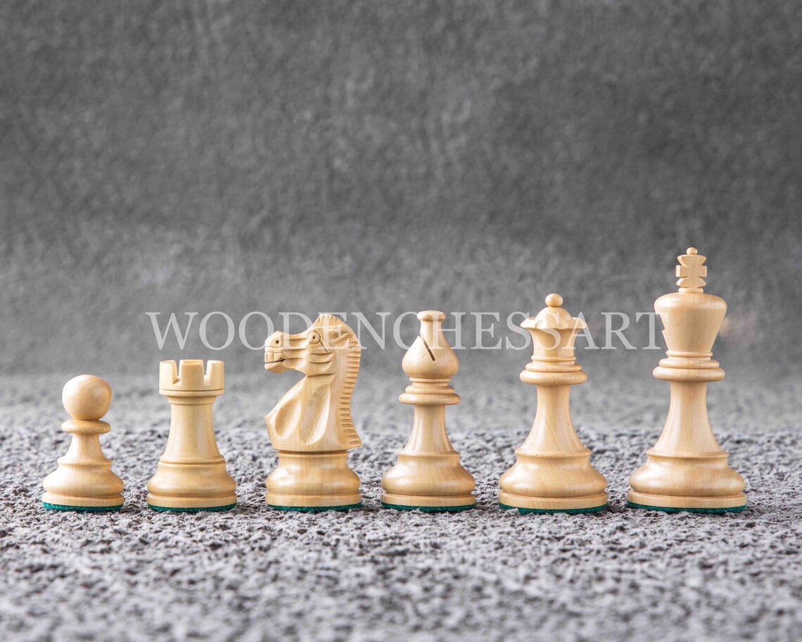 3.75” Smokey Staunton Series Chess Pieces Only in Golden Rosewood - Double Weighted