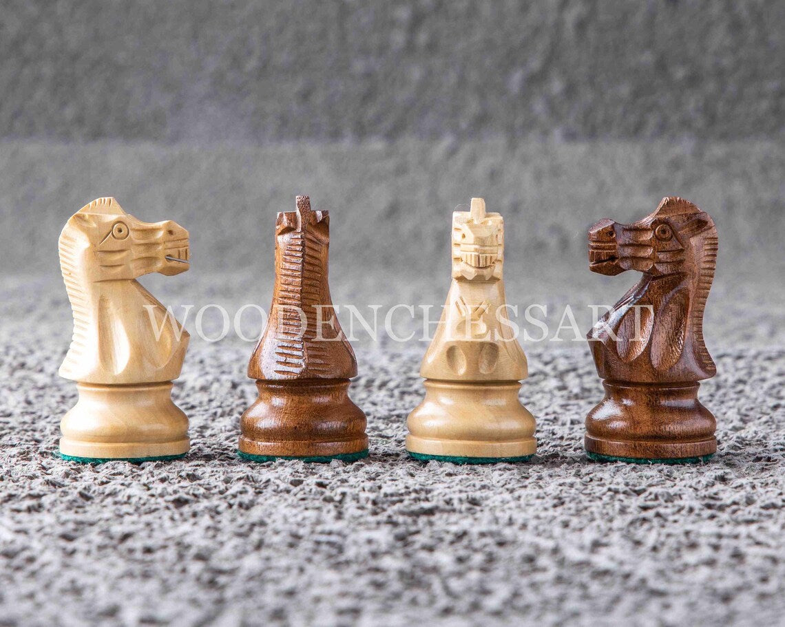3.75” Smokey Staunton Series Chess Pieces Only in Golden Rosewood - Double Weighted