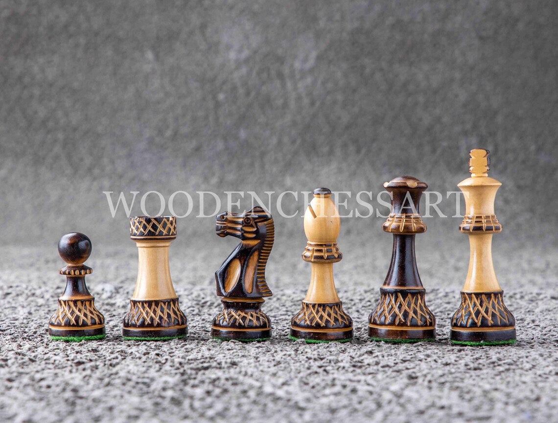 3.75” Burnt Blazed Series Chess pieces Only in Burnt Boxwood