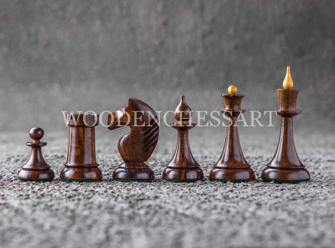 1950's Soviet Latvian Reproduced Chess Pieces only in Boxwood - Double Weighted
