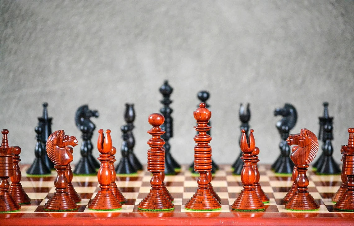 4.7” International Staunton Chess Pieces only in Bud Rosewood & Ebony wood - Double Weighted