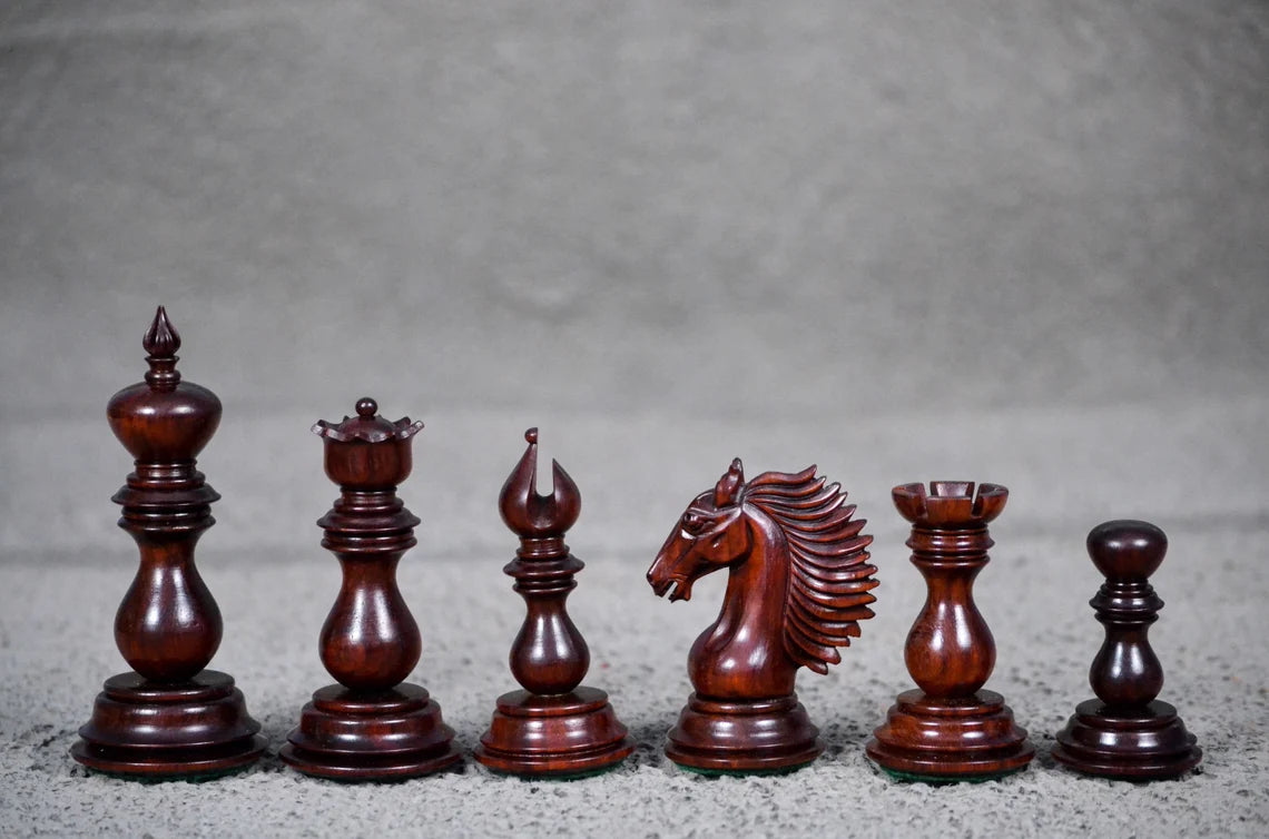 4.6” Altamur II Staunton Luxury Chess Pieces only in Bud Rosewood - Triple Weighted .