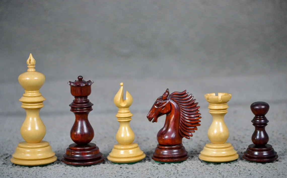 4.6” Altamur II Staunton Luxury Chess Pieces only in Bud Rosewood - Triple Weighted .