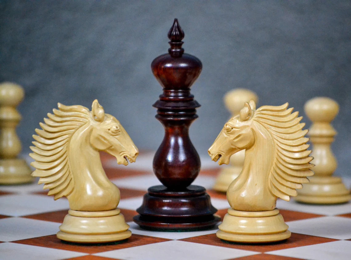 4.6” Altamur II Staunton Luxury Chess Pieces only in Bud Rosewood - Triple Weighted .
