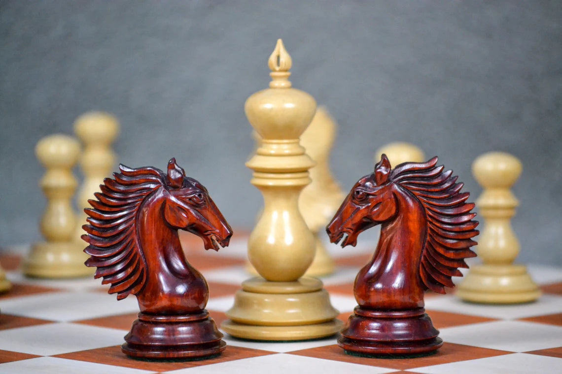 4.6” Altamur II Staunton Luxury Chess Pieces only in Bud Rosewood - Triple Weighted .