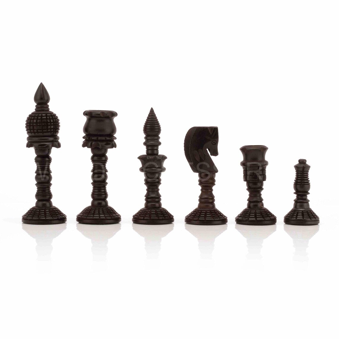 4” Wooden Handcarved Chess Pieces only in Ebonized Boxwood and Boxwood