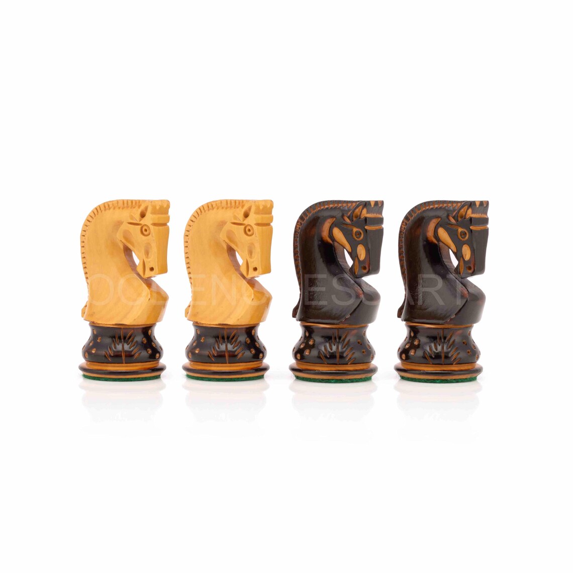 3.75" Burning Zagreb Series Chess Pieces & 21" Chessboard Chess Set in Burnt Boxwood - 2.67 lbs