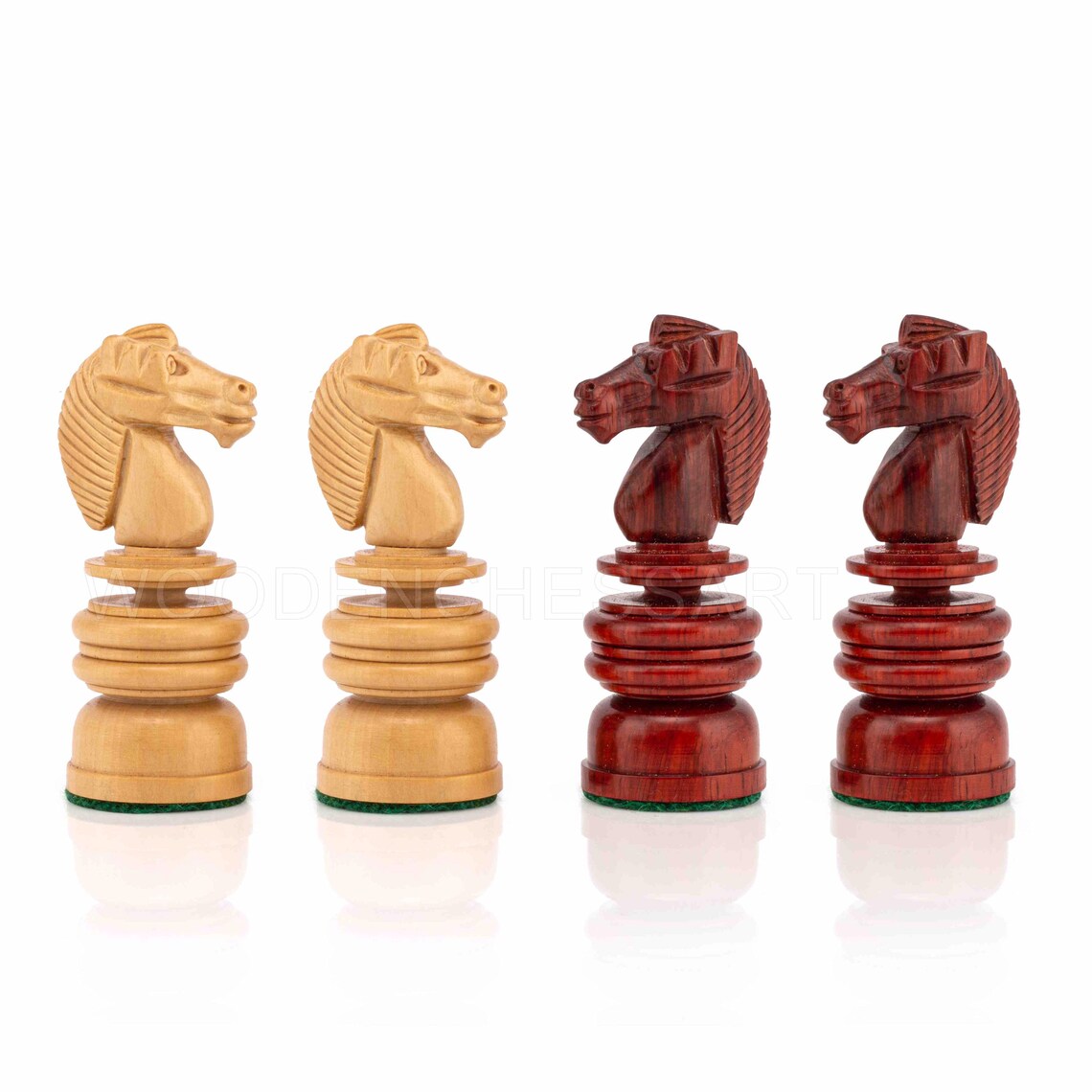 St. George Staunton Chess Pieces in Boxwood & Budrose Wood -1840’s Calvert Series Reproduction Chess Pieces -4.3” King