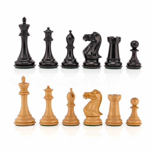 Pro Staunton Chess Pieces Only in Ebony & Boxwood - Triple Weighted