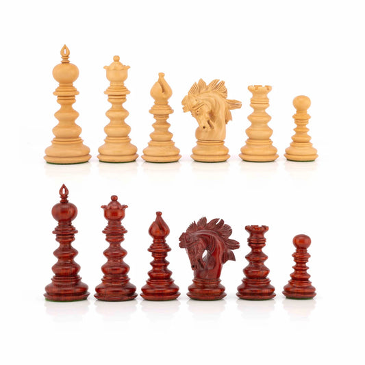 4.3” The St. Petersburg Luxury Artisan Series Chess Pieces only in Boxwood & Bud Rosewood - Triple Weighted