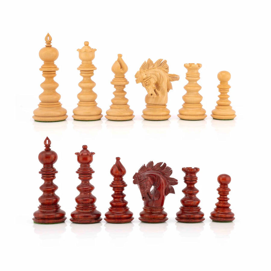 4.3” The St. Petersburg Luxury Artisan Series Chess Pieces only in Boxwood & Bud Rosewood - Triple Weighted